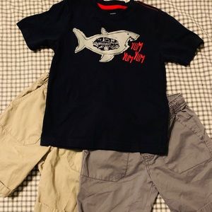 Gymboree Boys navy blue shirt and 2 pair shorts